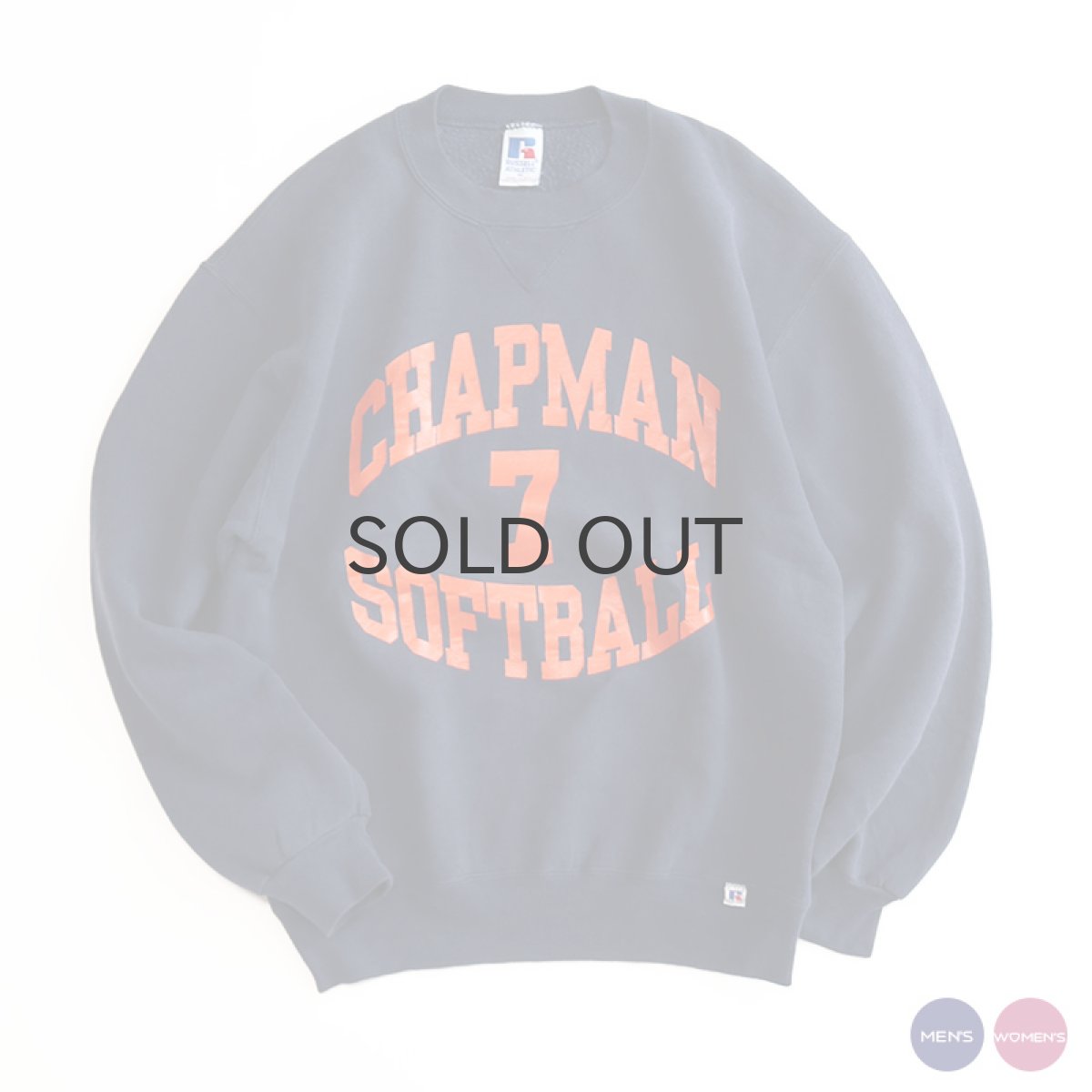 画像1: 90's RUSSELL W-PRINT CREW NECK SWEAT "CHAPMAN SOFTBALL" "MADE IN USA" (1)