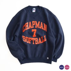 画像1: 90's RUSSELL W-PRINT CREW NECK SWEAT "CHAPMAN SOFTBALL" "MADE IN USA" (1)