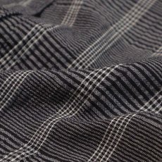 画像7: OLD UNKNOWN BRAND COTTON CHECK TUCK SLEEVE COLLARLESS BLOUSE (7)