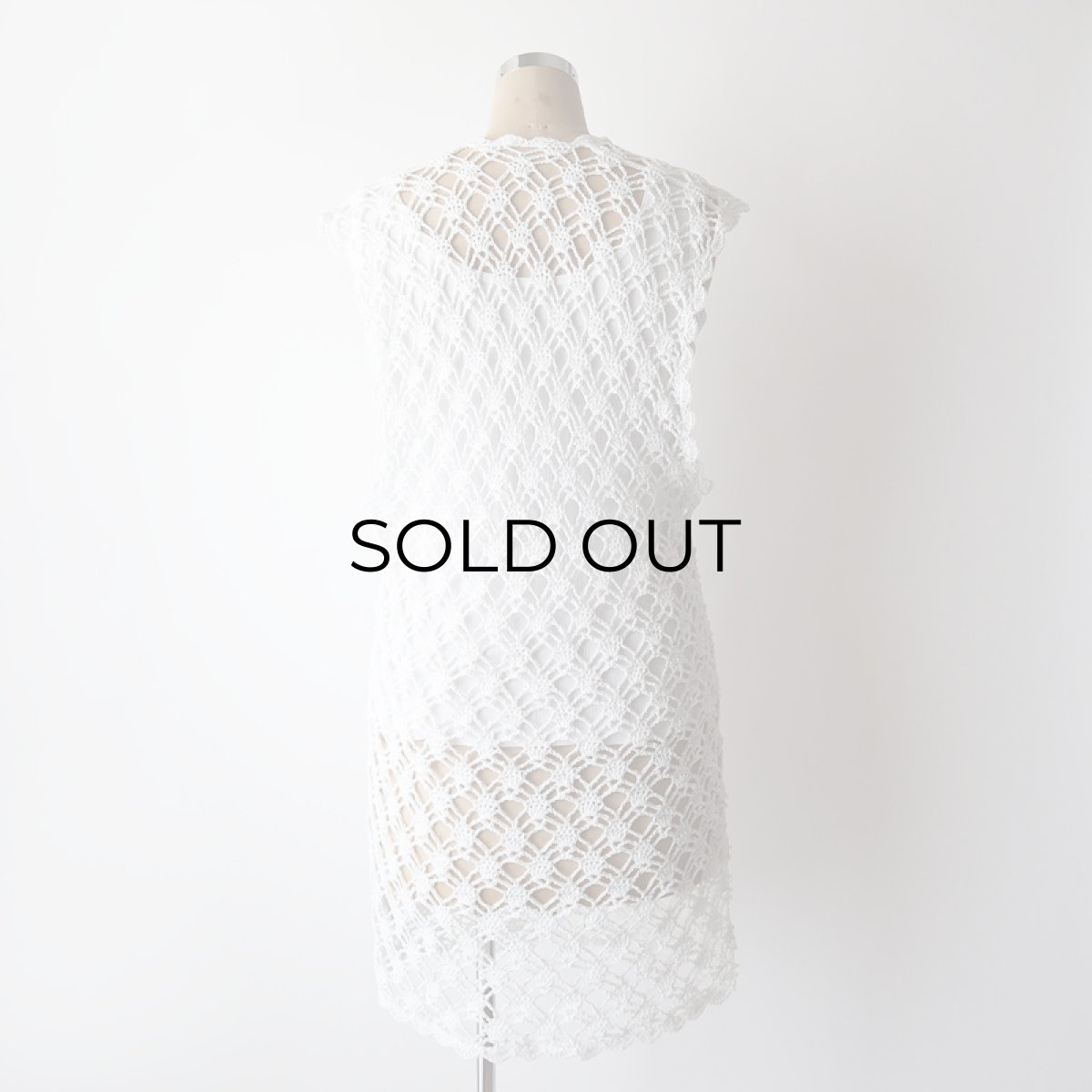 画像10: OLD HANDMADE CROCHET LACE N/S TOP (10)