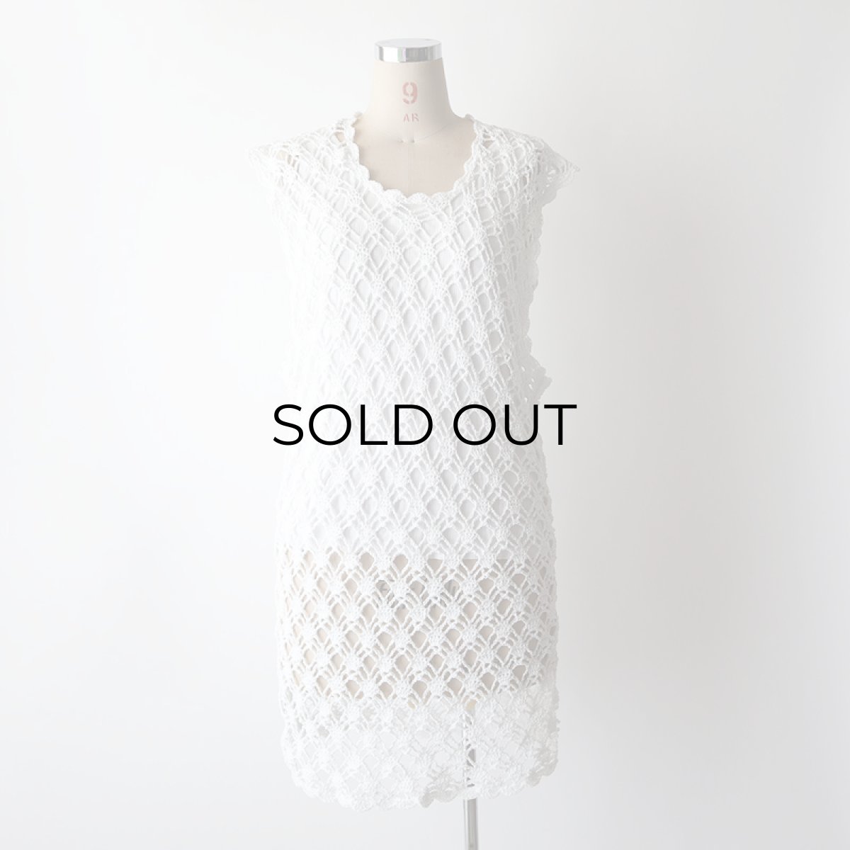 画像8: OLD HANDMADE CROCHET LACE N/S TOP (8)