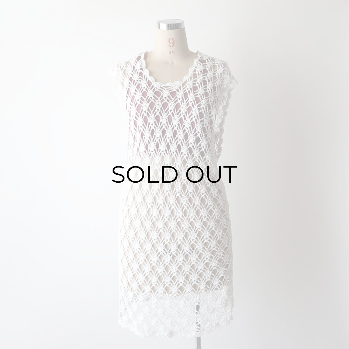 画像7: OLD HANDMADE CROCHET LACE N/S TOP (7)