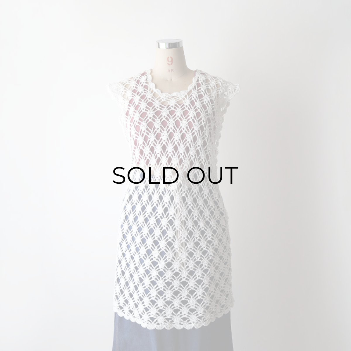 画像11: OLD HANDMADE CROCHET LACE N/S TOP (11)