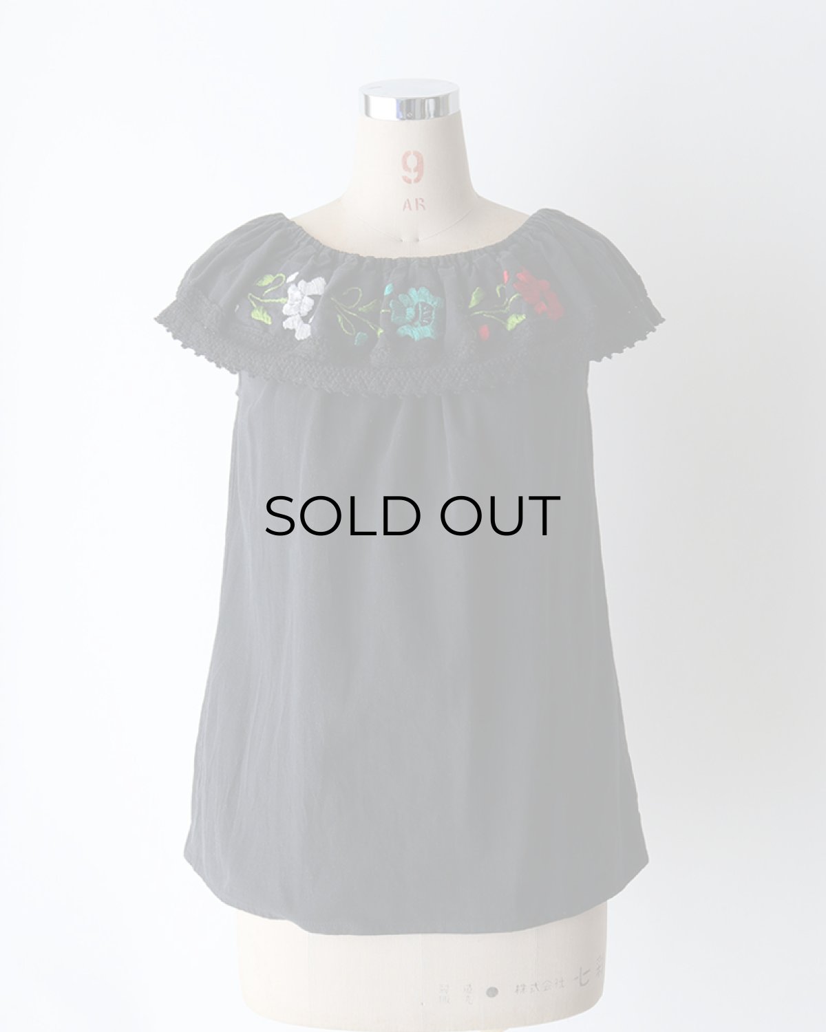 画像6: OLD UNKNOWN BRAND COTTON EMBROIDERED FRILL COLLAR N/S TOP (6)