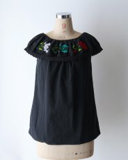 画像6: OLD UNKNOWN BRAND COTTON EMBROIDERED FRILL COLLAR N/S TOP (6)