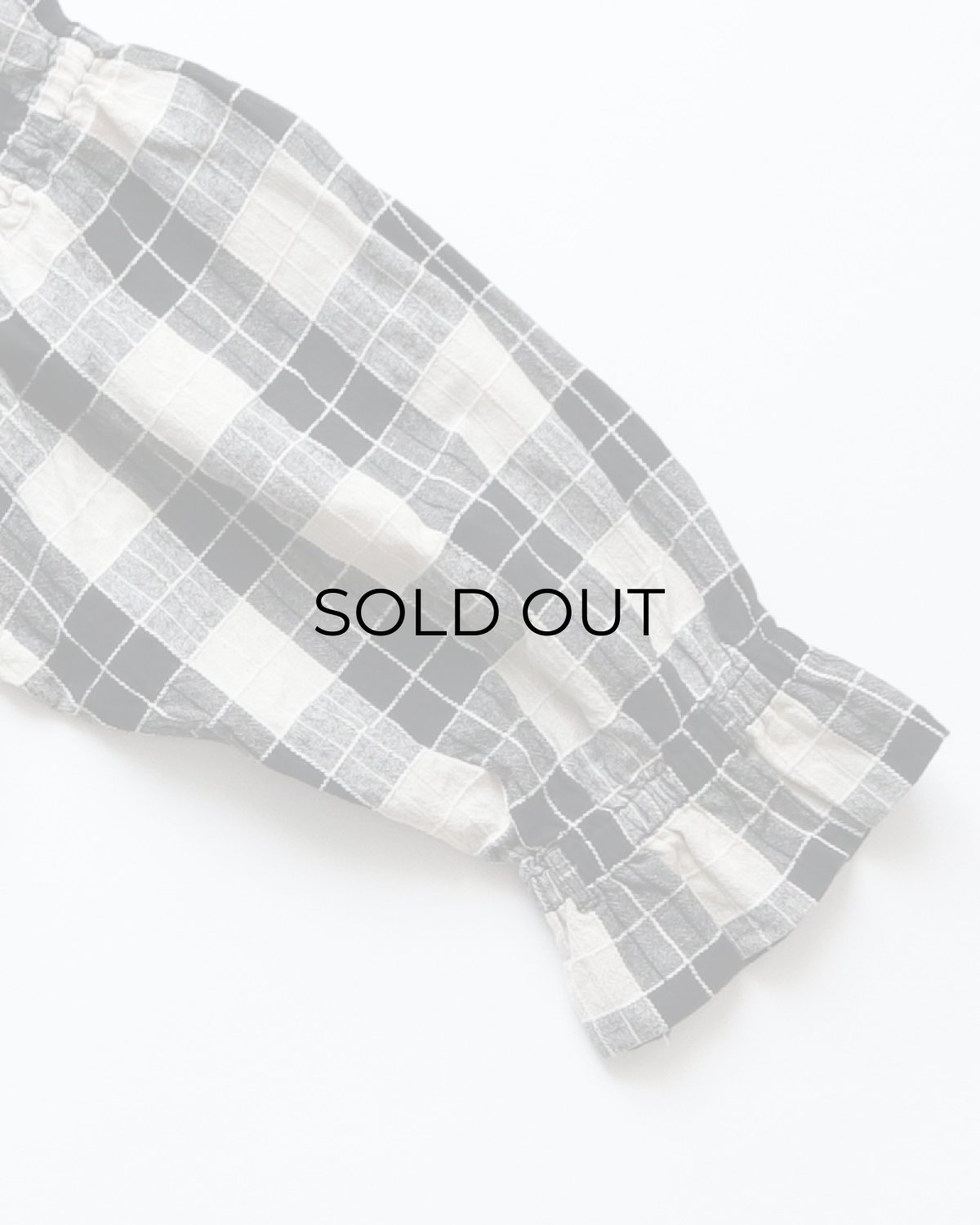 画像6: OLD UNKNOWN BRAND COTTON LINEN CHECK SQUARE FRILL NECK BLOUSE (6)