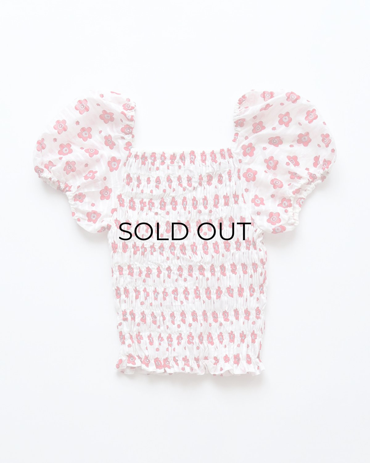 画像2: OLD UNKNOWN BRAND COTTON POLYESTER FLOWER PRINT SHIRRING TOP (2)