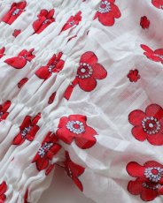 画像5: OLD UNKNOWN BRAND COTTON POLYESTER FLOWER PRINT SHIRRING TOP (5)