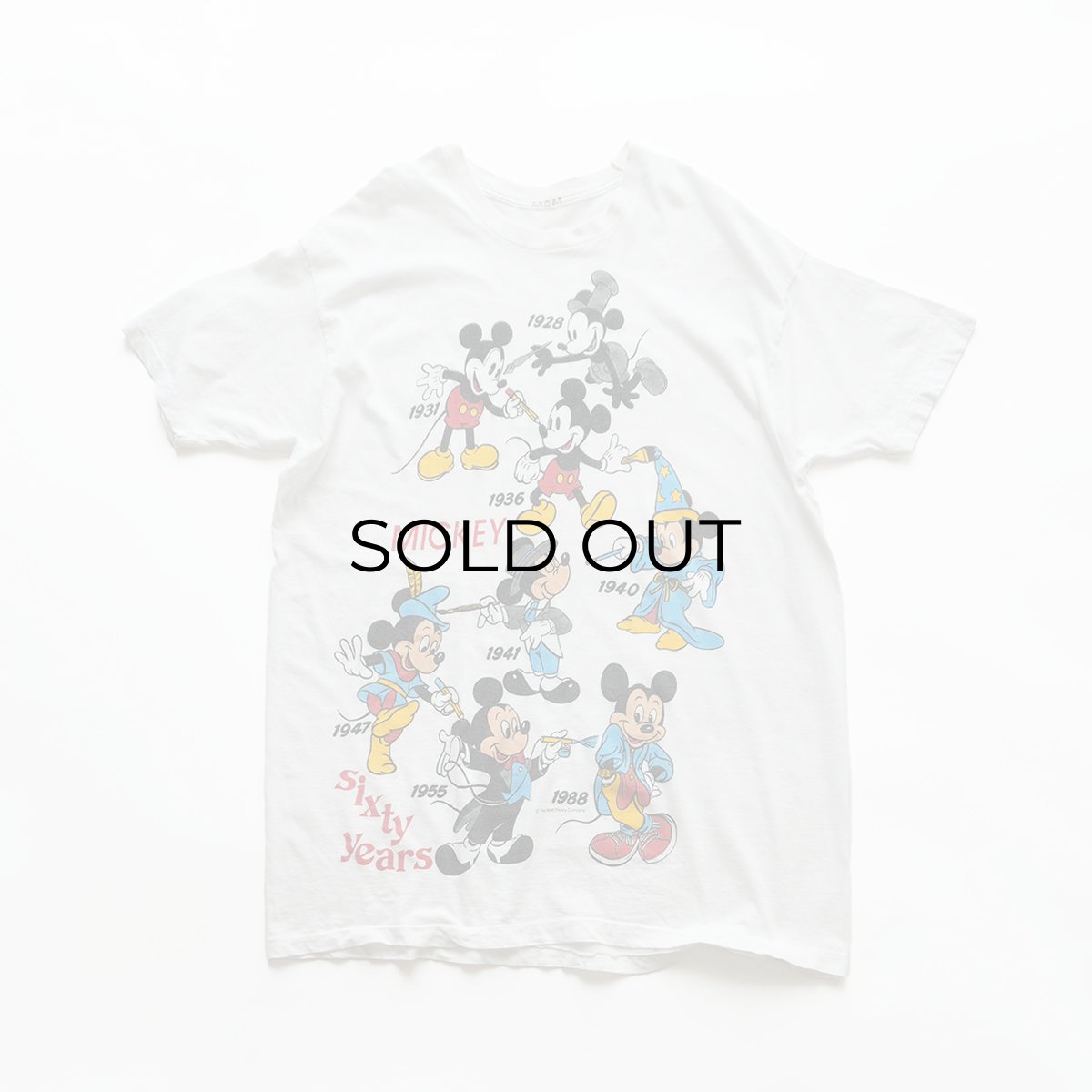 画像1: 80's UNKNOWN BRAND COTTON "SIXTY YEARS MICKEY" PRINT S/S BIG TEE (1)