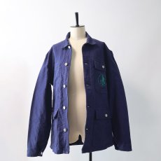 画像13: OLD UNKNOWN BRAND COTTON MOLESKIN EMBROIDERED FRENCH WORK JACKET (13)