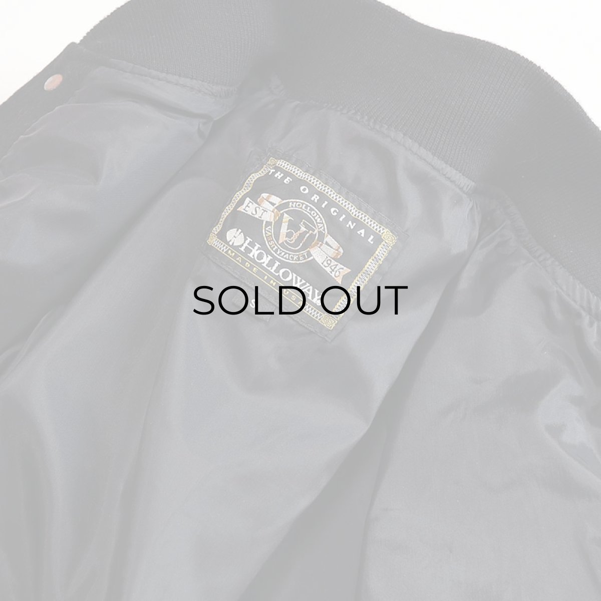 画像7: 〜00's HOLLOWAY WOOL MELTON FAKE LEATHER SLEEVE VARSITY JACKET "MADE IN USA" "DEADSTOCK" (7)