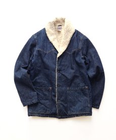 画像1: OLD ETS TERRY CANON DENIM SHAWL COLLAR SNAP SHERPA JACKET "MADE IN ITALY" (1)