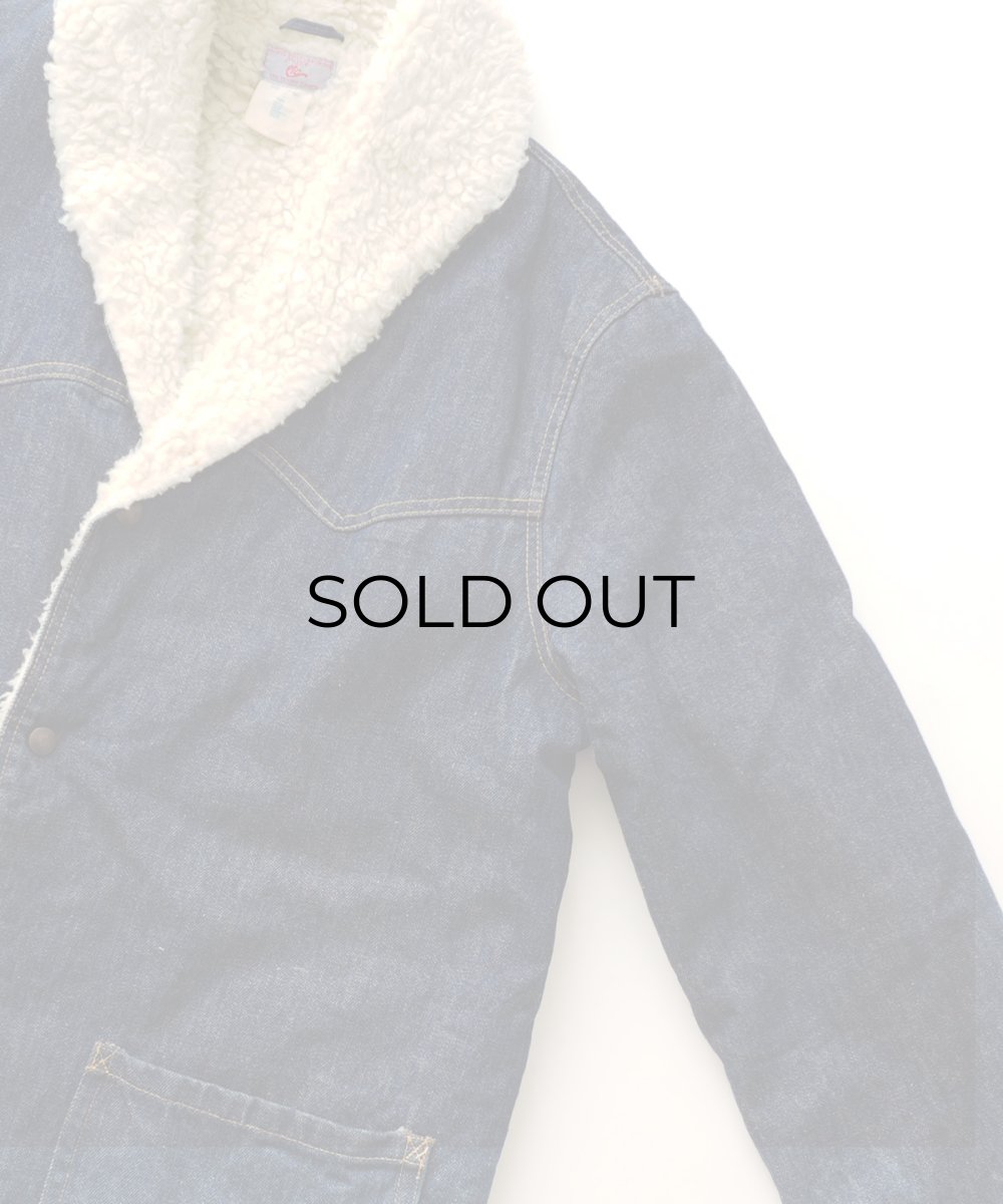画像4: OLD ETS TERRY CANON DENIM SHAWL COLLAR SNAP SHERPA JACKET "MADE IN ITALY" (4)
