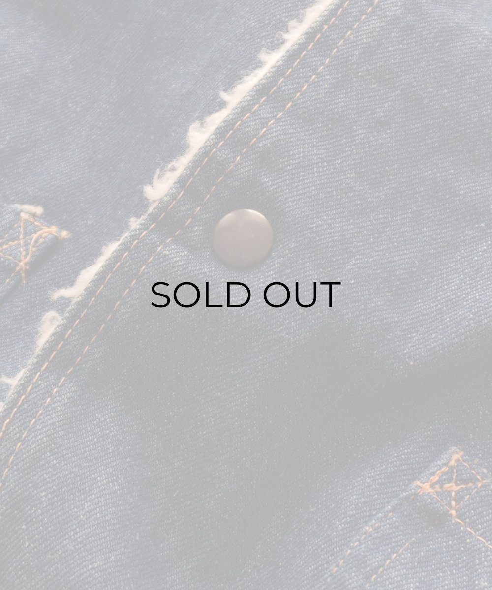 画像9: OLD ETS TERRY CANON DENIM SHAWL COLLAR SNAP SHERPA JACKET "MADE IN ITALY" (9)