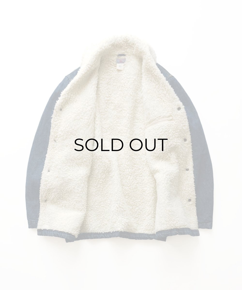 画像2: OLD ETS TERRY CANON DENIM SHAWL COLLAR SNAP SHERPA JACKET "MADE IN ITALY" (2)