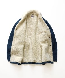 画像2: OLD ETS TERRY CANON DENIM SHAWL COLLAR SNAP SHERPA JACKET "MADE IN ITALY" (2)
