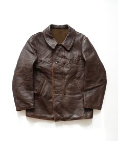 画像1: 60's UNKNOWN BRAND LEATHER WOOL LINING W-BREASTED FRENCH WORK JACKET "Corbusier Jacket" (1)