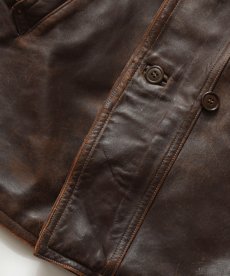 画像16: 60's UNKNOWN BRAND LEATHER WOOL LINING W-BREASTED FRENCH WORK JACKET "Corbusier Jacket" (16)