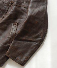 画像11: 60's UNKNOWN BRAND LEATHER WOOL LINING W-BREASTED FRENCH WORK JACKET "Corbusier Jacket" (11)