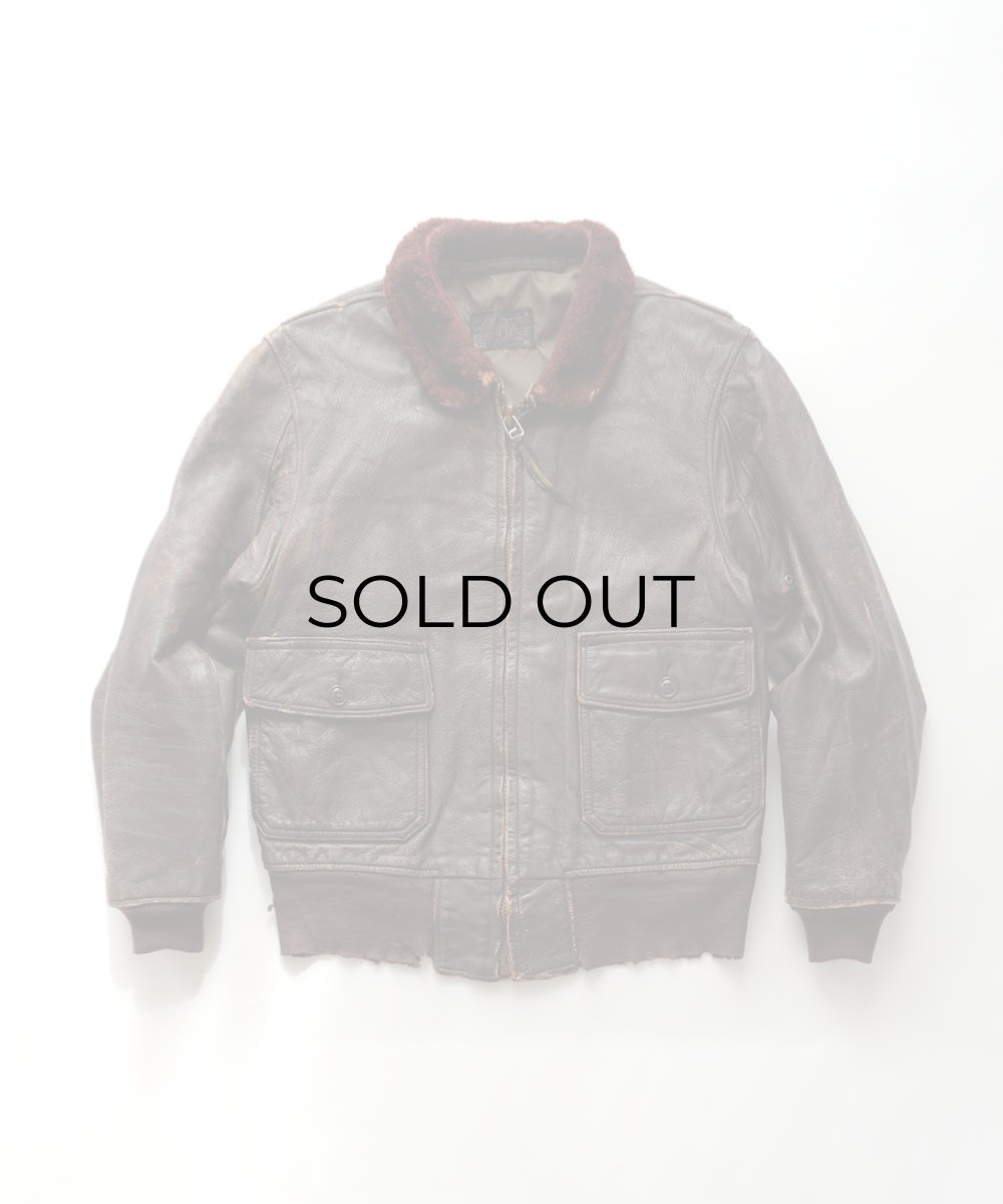 画像1: 60's US NAVY "G-1" GOATSKIN LEATHER MOUTON COLLAR ZIP FLIGHT JACKET (1)