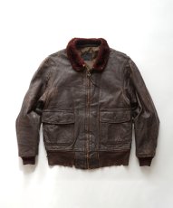 画像1: 60's US NAVY "G-1" GOATSKIN LEATHER MOUTON COLLAR ZIP FLIGHT JACKET (1)