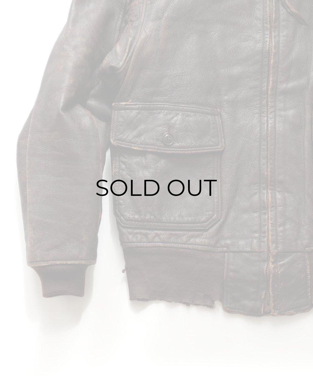 画像5: 60's US NAVY "G-1" GOATSKIN LEATHER MOUTON COLLAR ZIP FLIGHT JACKET (5)