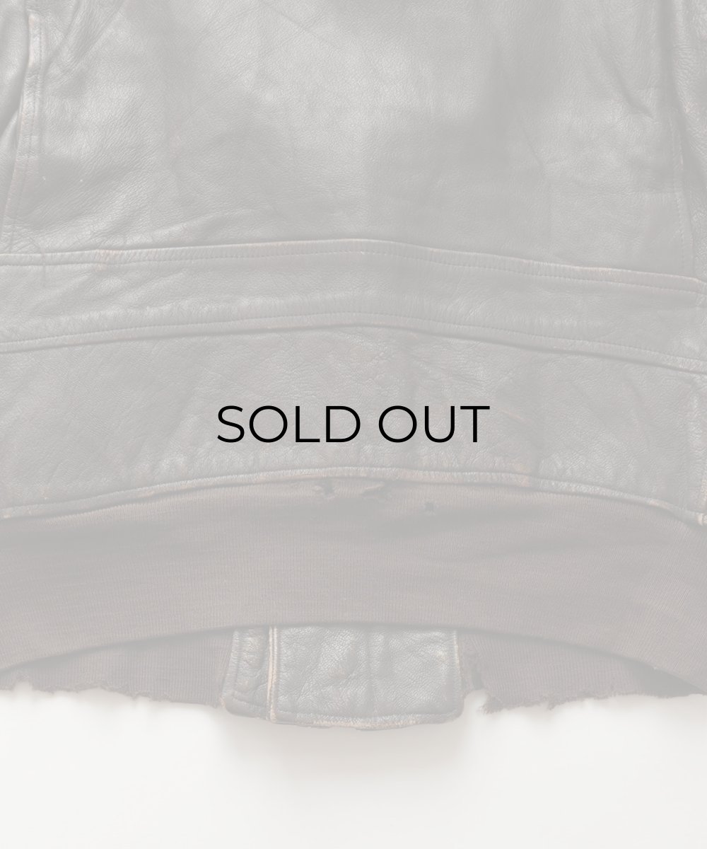 画像18: 60's US NAVY "G-1" GOATSKIN LEATHER MOUTON COLLAR ZIP FLIGHT JACKET (18)