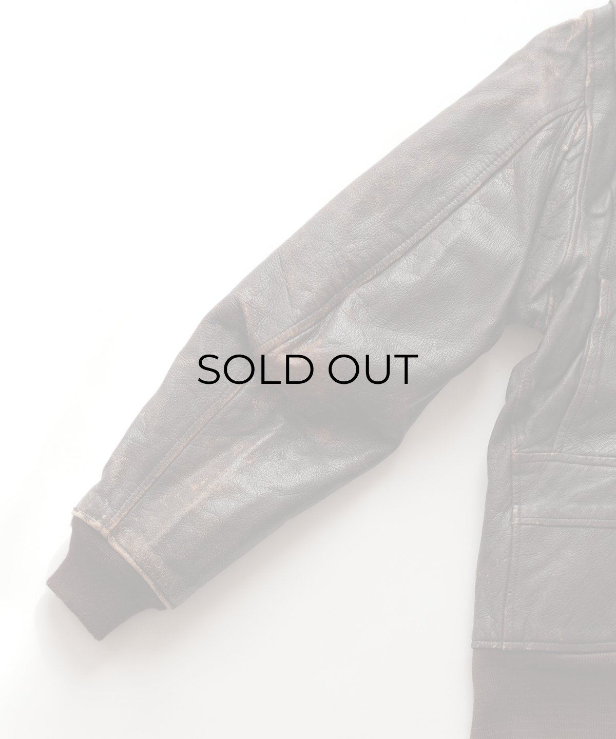 画像13: 60's US NAVY "G-1" GOATSKIN LEATHER MOUTON COLLAR ZIP FLIGHT JACKET (13)