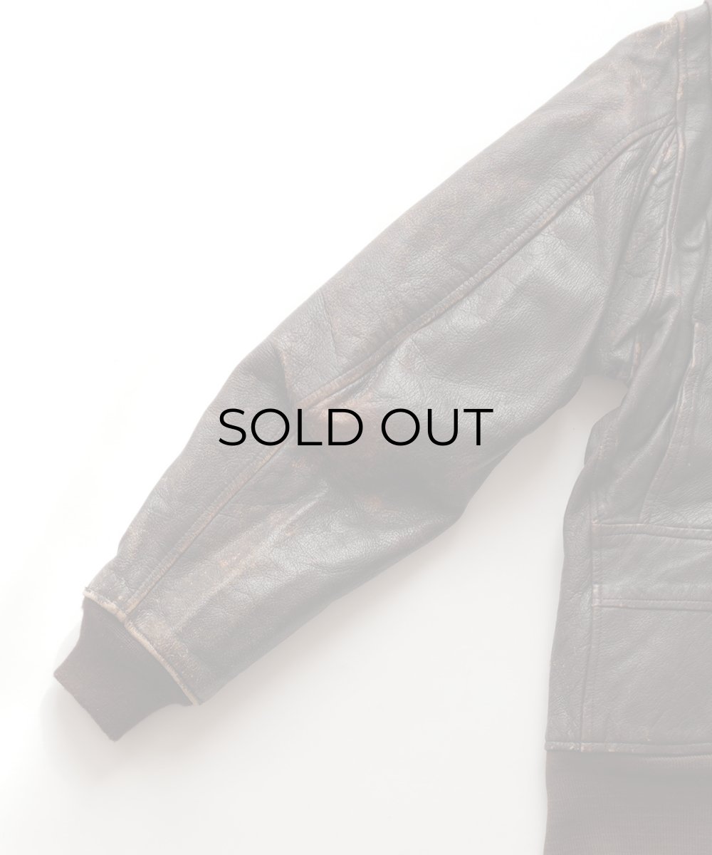 画像13: 60's US NAVY "G-1" GOATSKIN LEATHER MOUTON COLLAR ZIP FLIGHT JACKET (13)