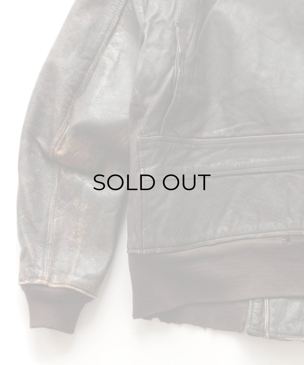 画像10: 60's US NAVY "G-1" GOATSKIN LEATHER MOUTON COLLAR ZIP FLIGHT JACKET (10)