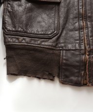 画像7: 60's US NAVY "G-1" GOATSKIN LEATHER MOUTON COLLAR ZIP FLIGHT JACKET (7)