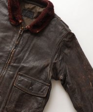 画像4: 60's US NAVY "G-1" GOATSKIN LEATHER MOUTON COLLAR ZIP FLIGHT JACKET (4)