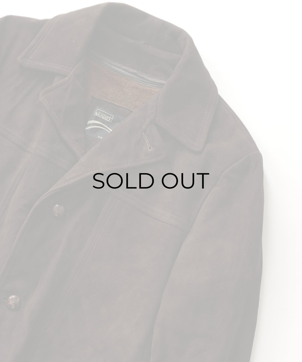 画像6: 70's MONTGOMERY WARD NUBUCK LEATHER CAR COAT with BOA LINER (6)