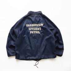 画像1: 80's HARTWELL NYLON BACK PRINT FLANNEL LINED SNAP COACH JACKET "HARBORVIEW CITIZEN'S PATROL" "MADE IN USA" (1)
