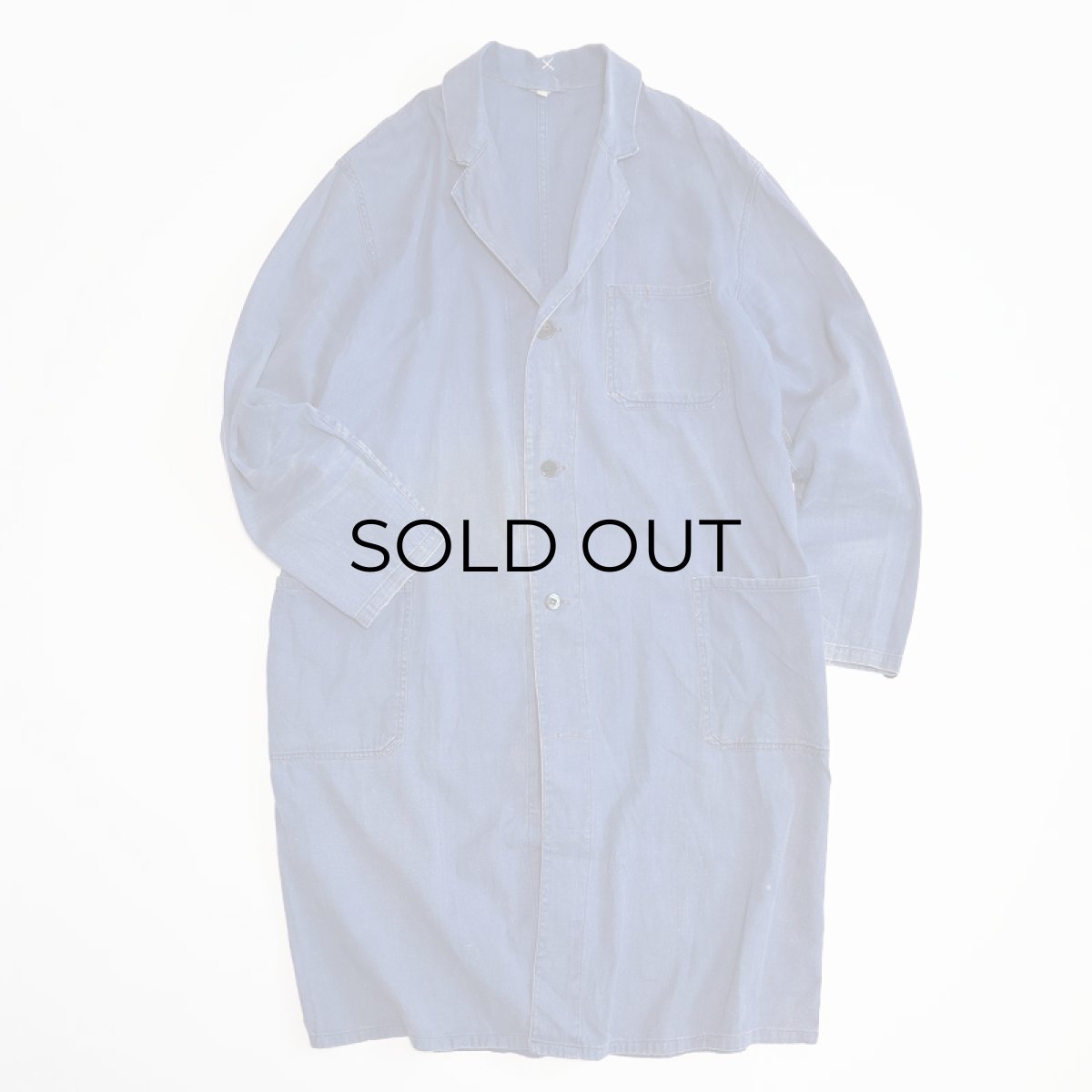 画像1: OLD UNKNOWN BRAND COTTON TWILL EURO WORK COAT (1)