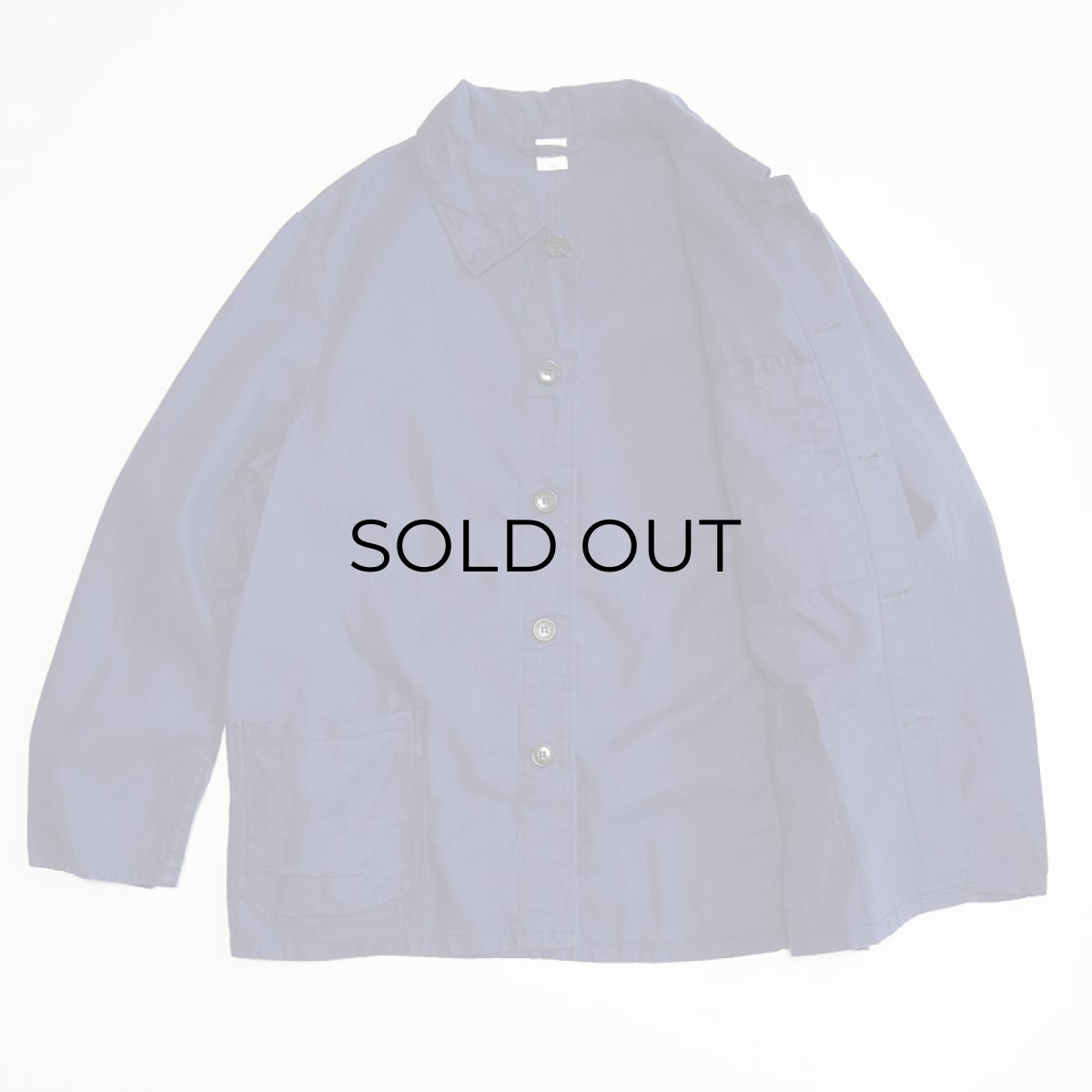 画像2: OLD GERMAN MILITARY COTTON HERRINGBONE TWILL WORK JACKET (2)