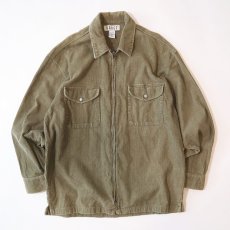 画像1: 90's BADGE COTTON WIDE WALE CORDUROY ZIP SHIRT JACKET (1)