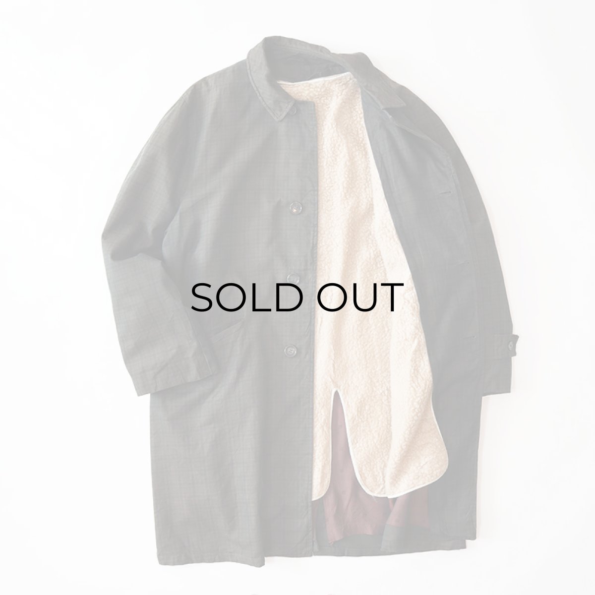 画像2: 〜60's UNKNOWN BRAND CHECK STAND FALL COLLAR COAT with BOA LINER (2)