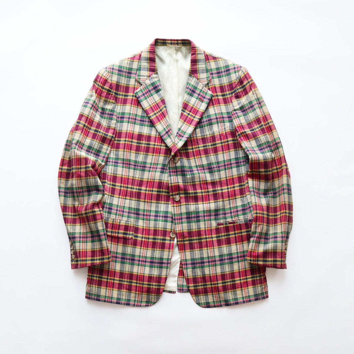 画像1: 80's Polo University by Ralph Lauren COTTON MADRAS CHECK 3B TAILORED JACKET (1)
