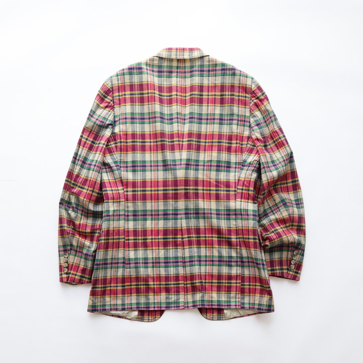 画像3: 80's Polo University by Ralph Lauren COTTON MADRAS CHECK 3B TAILORED JACKET (3)