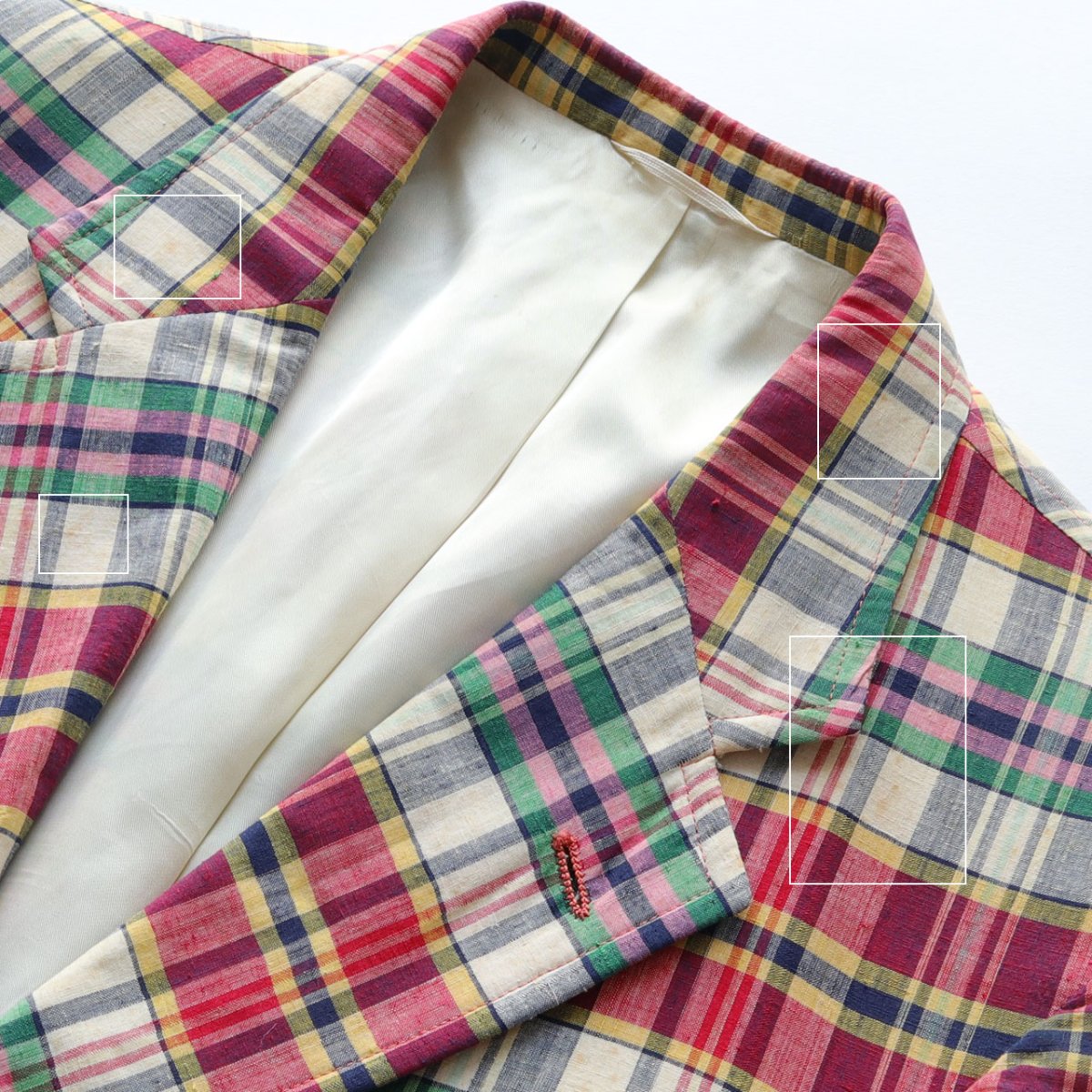 画像11: 80's Polo University by Ralph Lauren COTTON MADRAS CHECK 3B TAILORED JACKET (11)