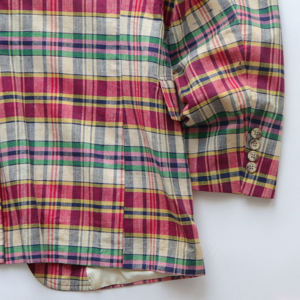 画像7: 80's Polo University by Ralph Lauren COTTON MADRAS CHECK 3B TAILORED JACKET (7)