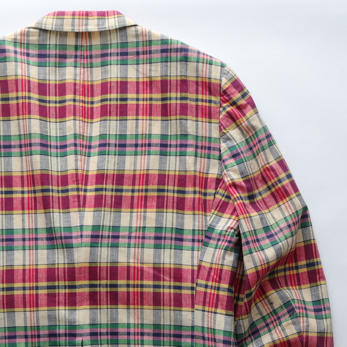 画像6: 80's Polo University by Ralph Lauren COTTON MADRAS CHECK 3B TAILORED JACKET (6)
