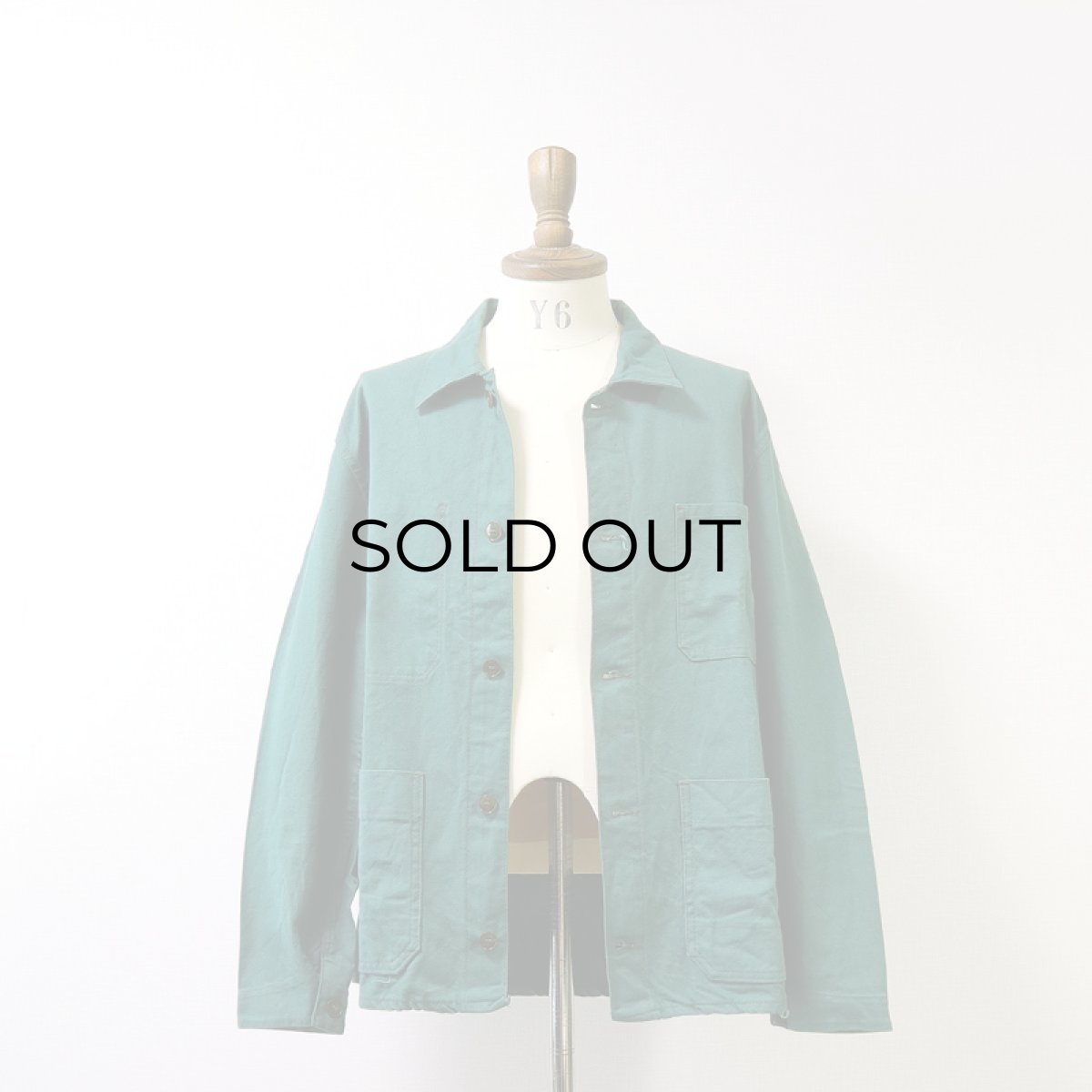 画像7: OLD GERMAN MILITARY GREEN COTTON TWILL WORK JACKET (7)