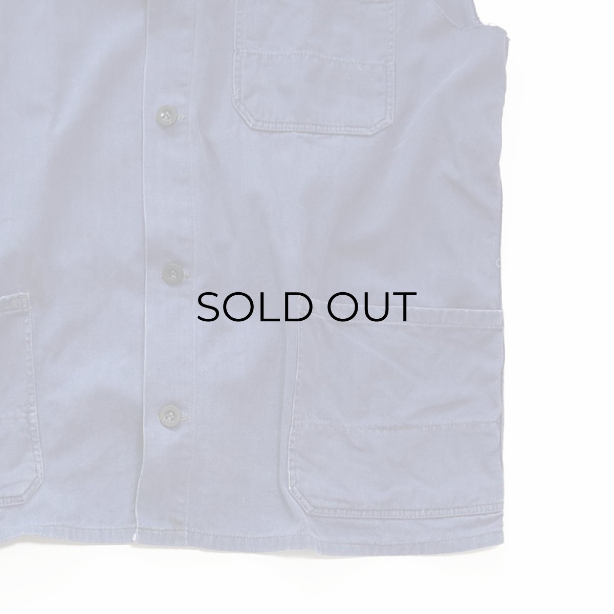 画像8: OLD UNKNOWN BRAND COTTON HERRINGBONE TWILL CUT-OFF N/S GERMAN WORK JACKET (8)