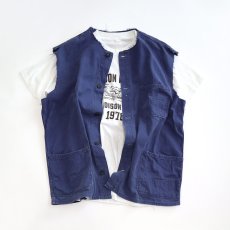 画像1: OLD UNKNOWN BRAND COTTON HERRINGBONE TWILL CUT-OFF N/S GERMAN WORK JACKET (1)