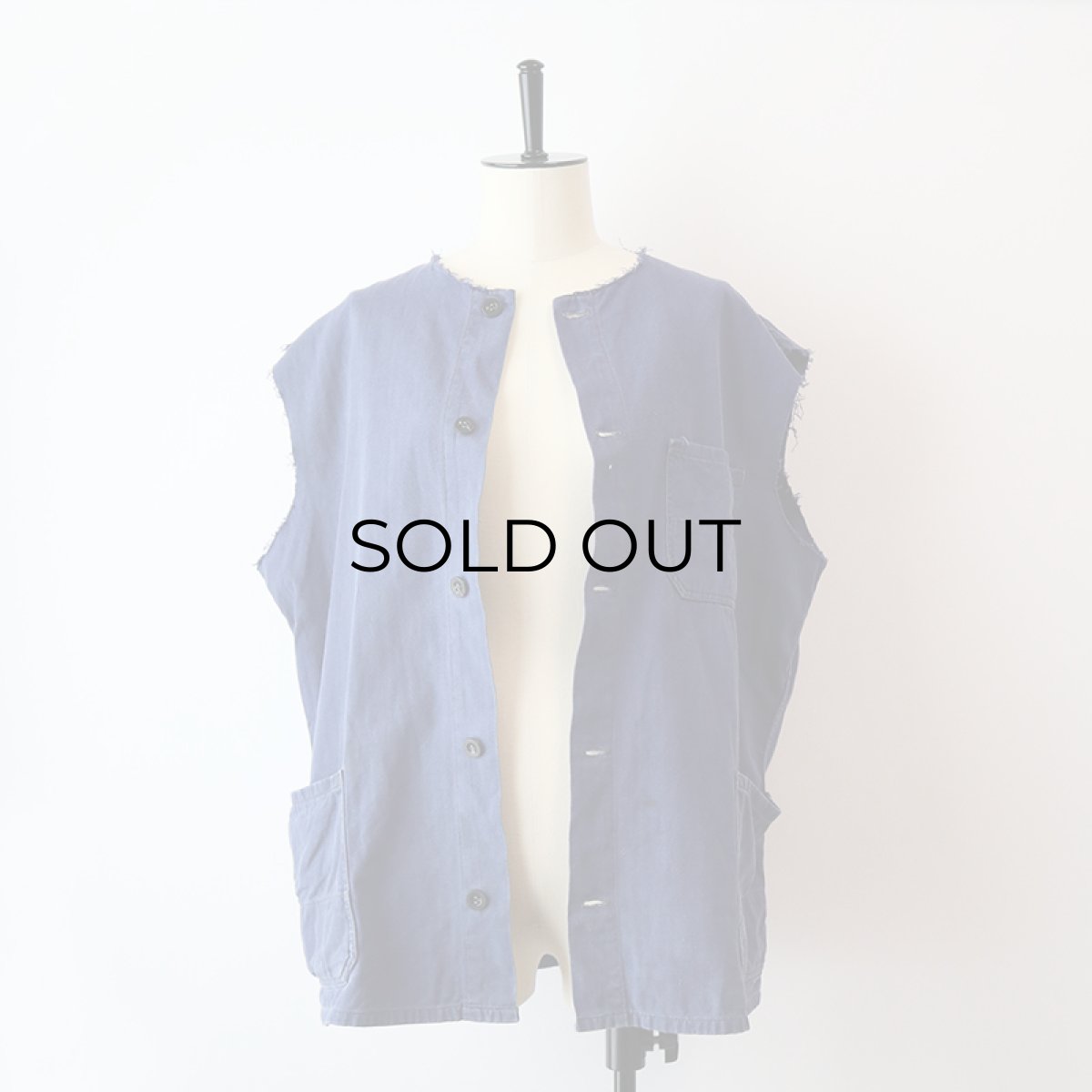 画像14: OLD UNKNOWN BRAND COTTON HERRINGBONE TWILL CUT-OFF N/S GERMAN WORK JACKET (14)