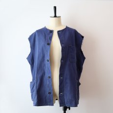 画像14: OLD UNKNOWN BRAND COTTON HERRINGBONE TWILL CUT-OFF N/S GERMAN WORK JACKET (14)