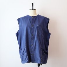 画像13: OLD UNKNOWN BRAND COTTON HERRINGBONE TWILL CUT-OFF N/S GERMAN WORK JACKET (13)