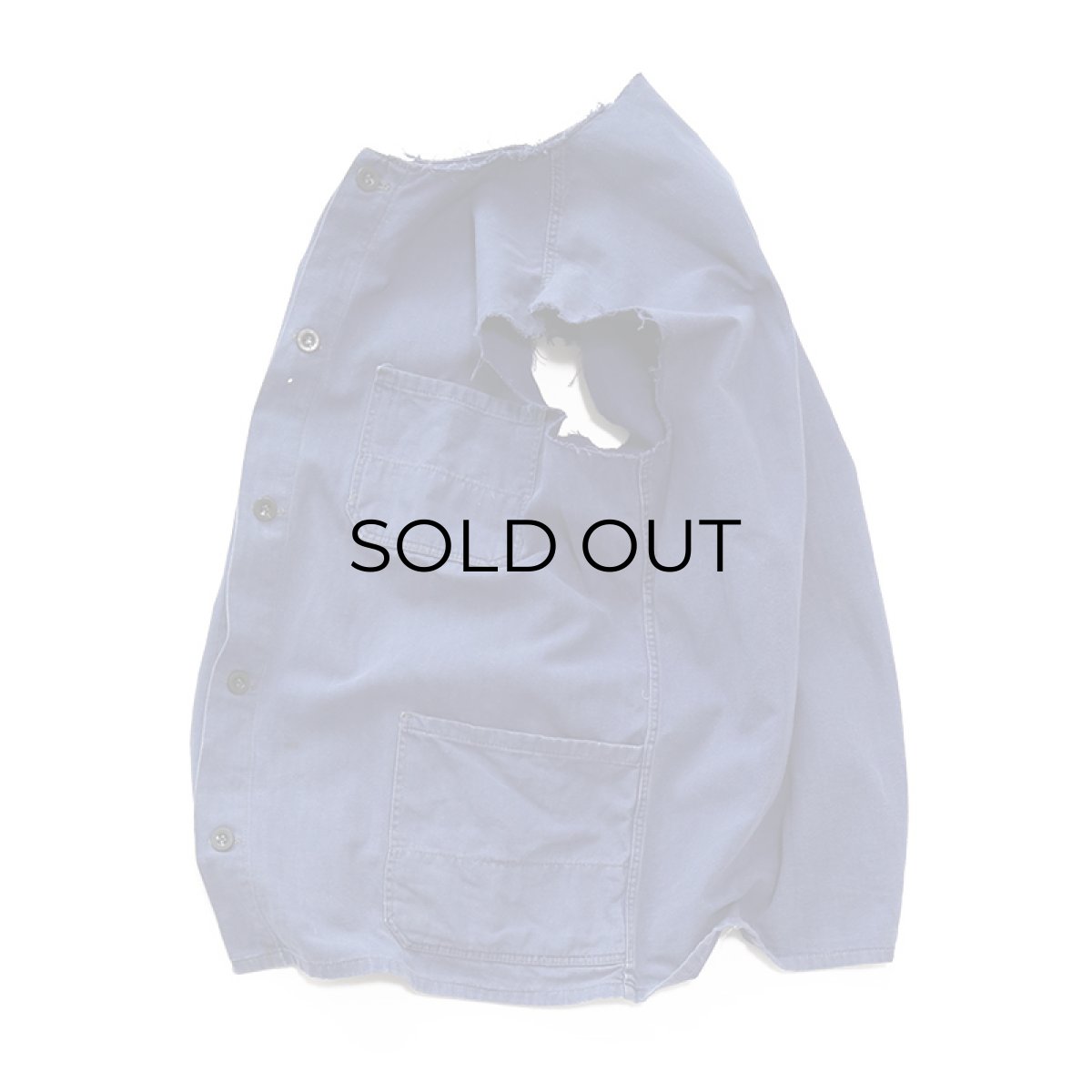 画像4: OLD UNKNOWN BRAND COTTON HERRINGBONE TWILL CUT-OFF N/S GERMAN WORK JACKET (4)